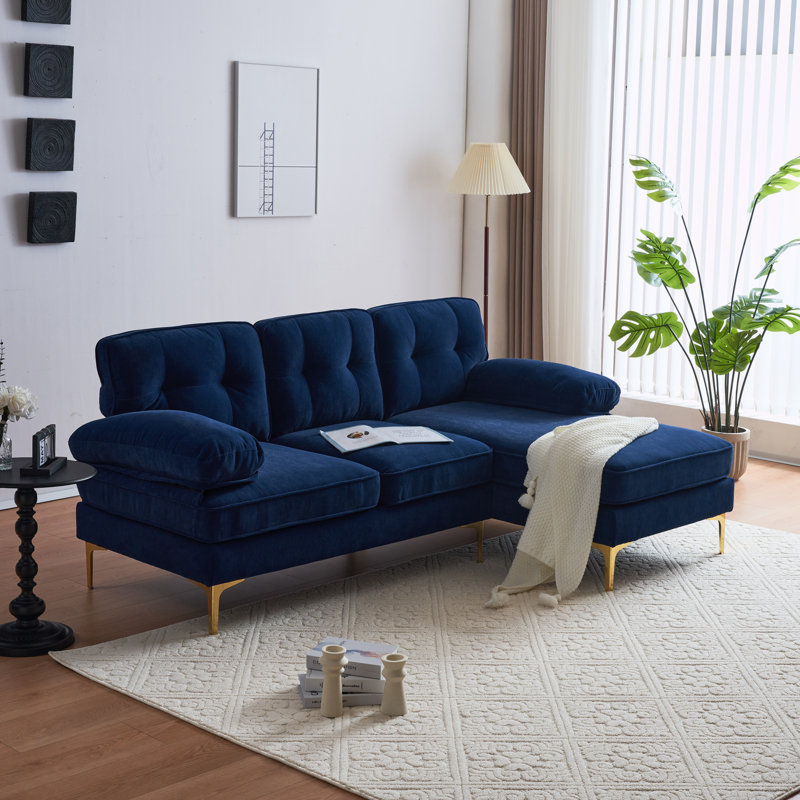 Mercer41 Meganmarie 83'' Velvet Sofa Chaise Wayfair